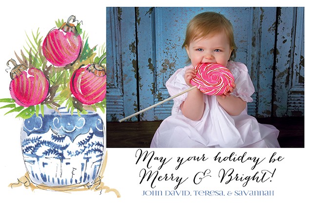 Ginger Jar with Balls Holiday Photo Cards