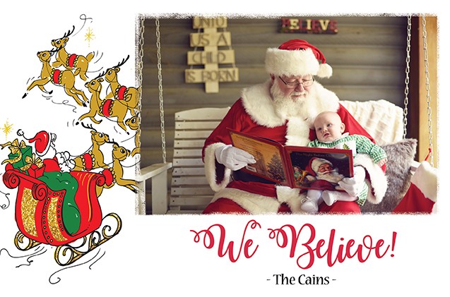Santa and Reindeers Holiday Photo Cards