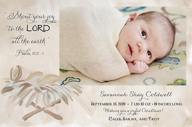 Baby in a Manger Holiday Photo Cards