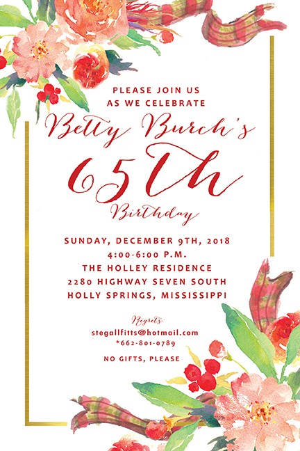 Betty's Flowers Holiday Invitiations