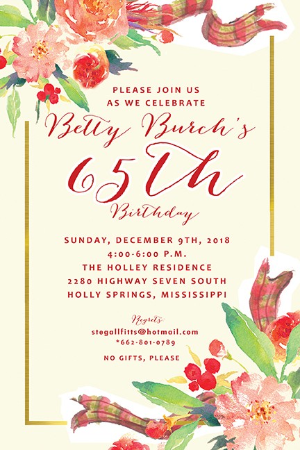 Betty's Flowers Ivory Holiday Invitations