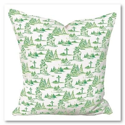 Green Toile Pillow