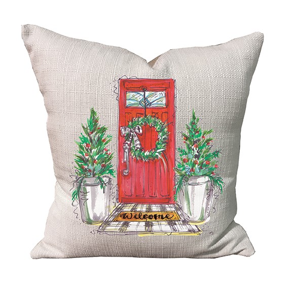 Red Front Door Pillow